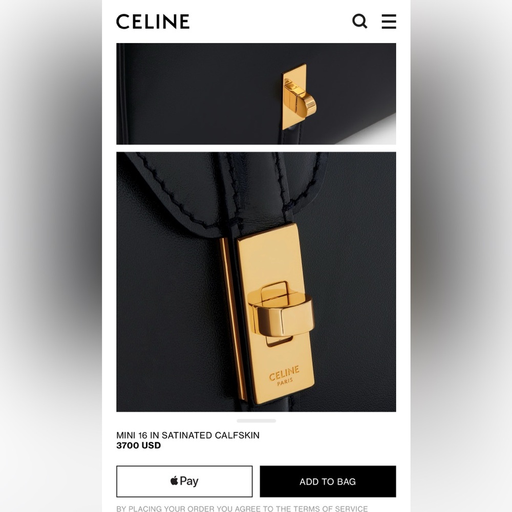 Celine Mini 16 in Satinated Calfskin - Picture 6 of 16